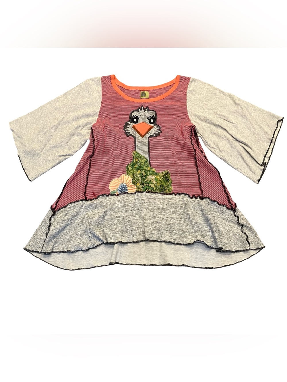 Broken Ghost Tunic Boho-Chic Patchwork Floral Ostrich Bird Shress Handmade